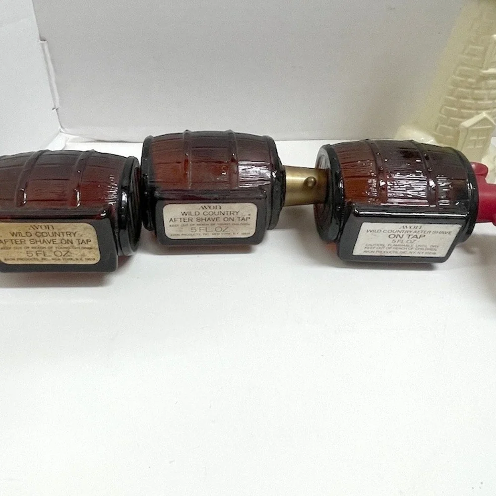Vintage Avon Wild Country Aftershave Bottle Lot Barrels Lighthouse Lantern 6pc
